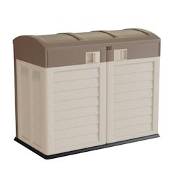 INTEC Rangement Poubelle 1500L - Cache Poubelle de Tri Polypropylène Ecru Taupe - Coffre de jardin Verrouillable par Cadenas - beige 3701599336378_0