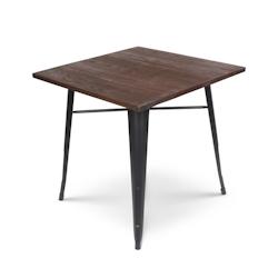 Kosmi Table style industriel en métal noir mat et bois foncé - 80x80 cm - noir 3760301692317_0