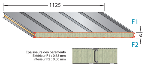 Panneaux sandwich de bardage en laine de roche - Cloisons coupe-feu sur-mesure en acier galvanisé_1