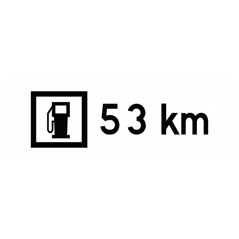 Panonceau de distance M1a - Distance à parcourir avant la prochaine station essence - WP Signalisation_0