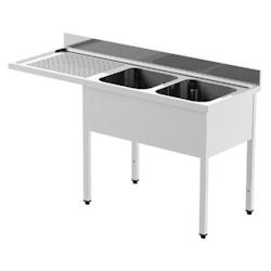Plonge inox avec 2 éviers à droite - série 700 - long. 1800 mm - PIMPK2/1GMLV_0