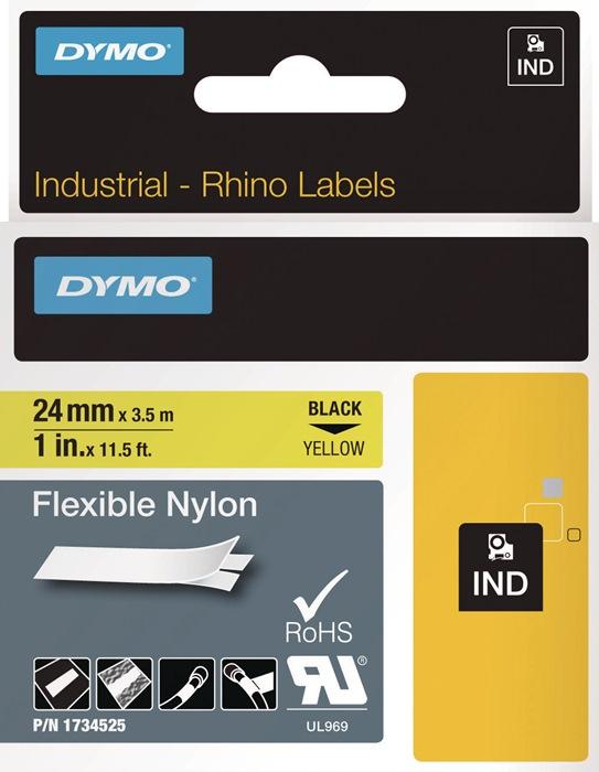 Ruban de marquage largeur ruban 24 mm longueur ruban 3,5 m ruban en nylon flexible noir sur jaune DYMO_0