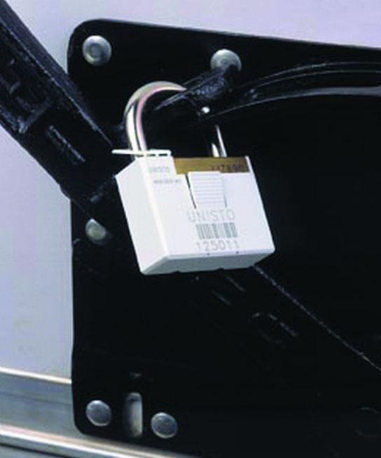Scellé de sécurité Unisto Optima - longueur fixe en polypropylène avec cadenas en laiton - personnalisable_0
