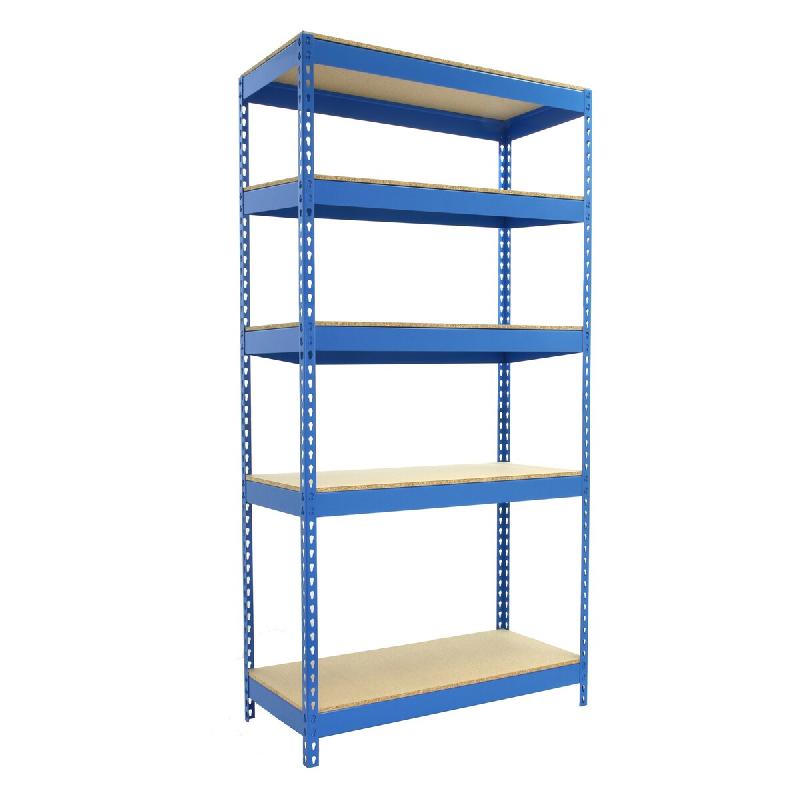 SimonRack Rayonnage industriel, 2000x1200x600 mm, 300 kg au point de flexion, 5 étagères bois, rayonnage garage, Bleu/Bois- Bricoforte - bleu métal_0