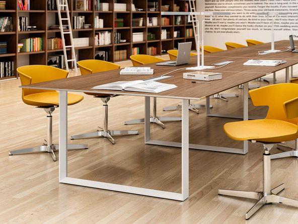 Table de réunion Turing Nex en bois - plateau en mélaminé avec top access inclus_0
