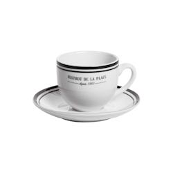 Tasse avec soucoupe Bistrot 22 cl x6 -  Blanc Rond Porcelaine Table Passion 11.5x8.5 cm - blanc porcelaine 3106232140457_0