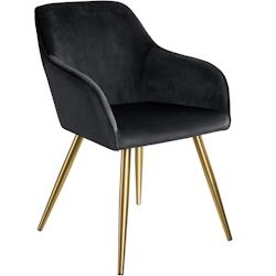 Tectake Chaise Rembourrée aspect velours Dossier ergonomique noir/or - 403654 - noir plastique 403654_0