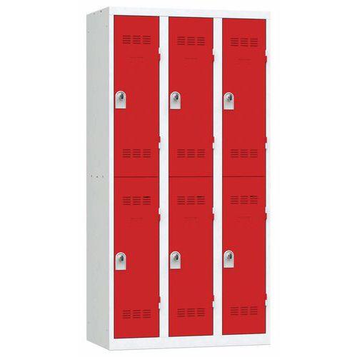 Vestiaire multicases 2 cases par colonne moraillon 3 gris clair rouge_0