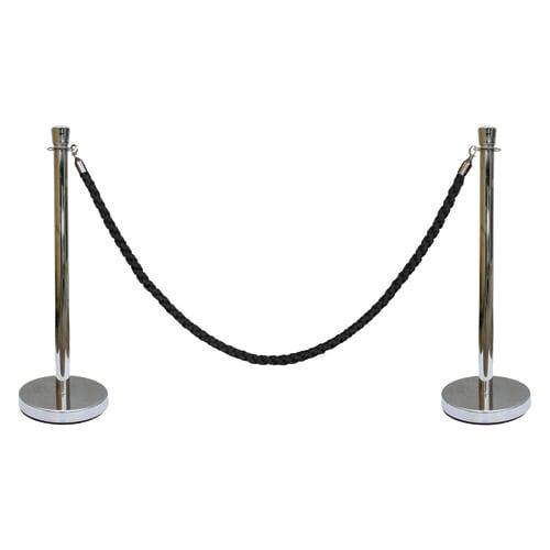Viso - Kit 2 poteaux chromés H98 cm avec corde tressée noire 2m en polypropylène et inox_0