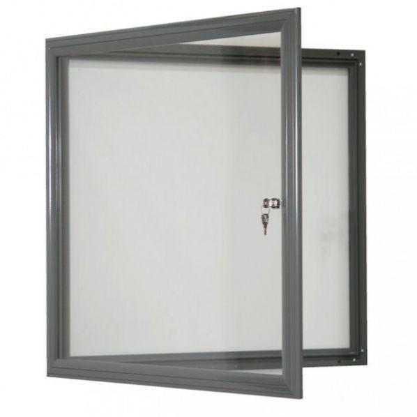 Vitrine fine d'extérieur gris - vitre plexi 4 x A4 - étanche et naturellement ventilée_0