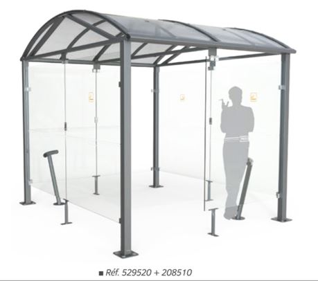 Abri fumeur voûte large - profondeur de 3 mètres - structure en acier et verre sécurisé_0