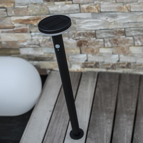 Borne solaire pour terrasse, allée ou jardin - détecteur de mouvement - H85cm - LED blanc froid - Thy - Lumisky_0