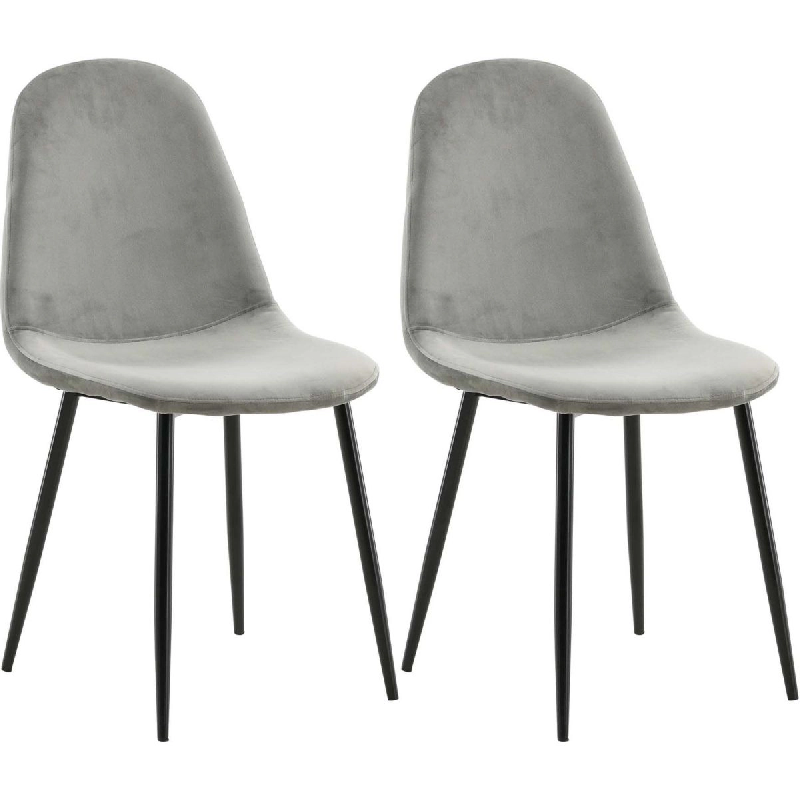 Chaise en tissu avec pieds en acier Polar (Lot de 2) Gris et noir Venture Home - 3700866352714_0