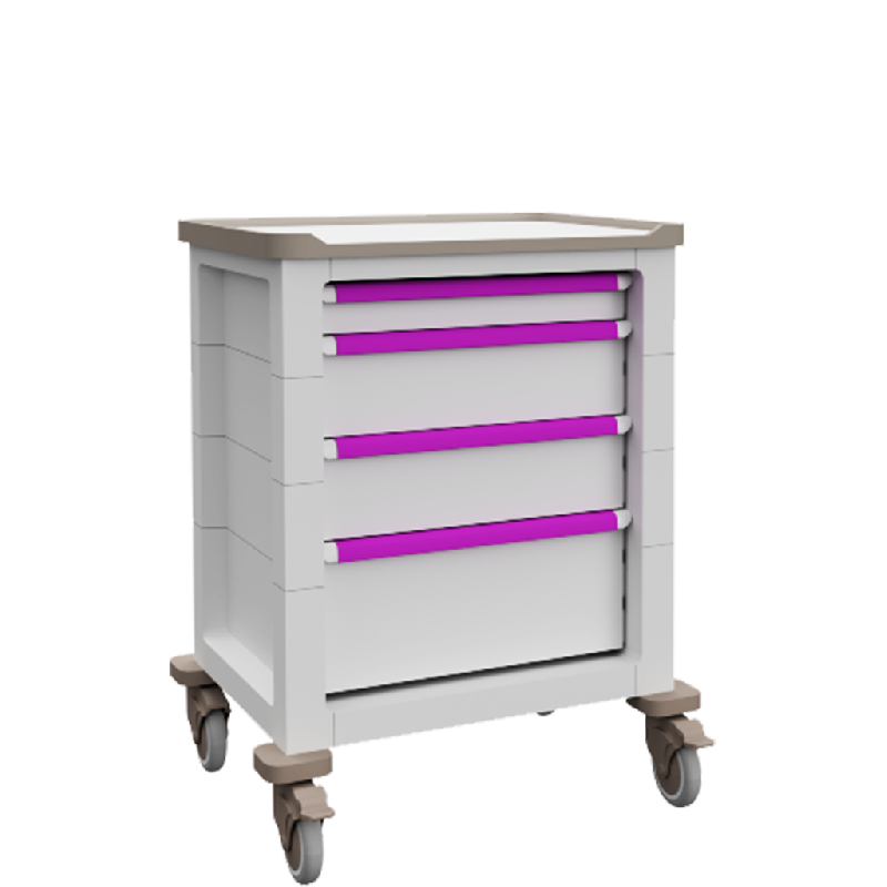 Chariot de soin standard bas - Milcare - Galerie antichoc, 8 glissières, tablette coulissante G/D, capacité 113 kg_0