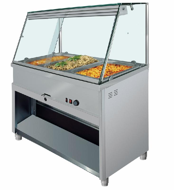 Vitrine bain-marie 4x gn 1/1 avec vitre droite, +30°/+90°c - IEA0021_0