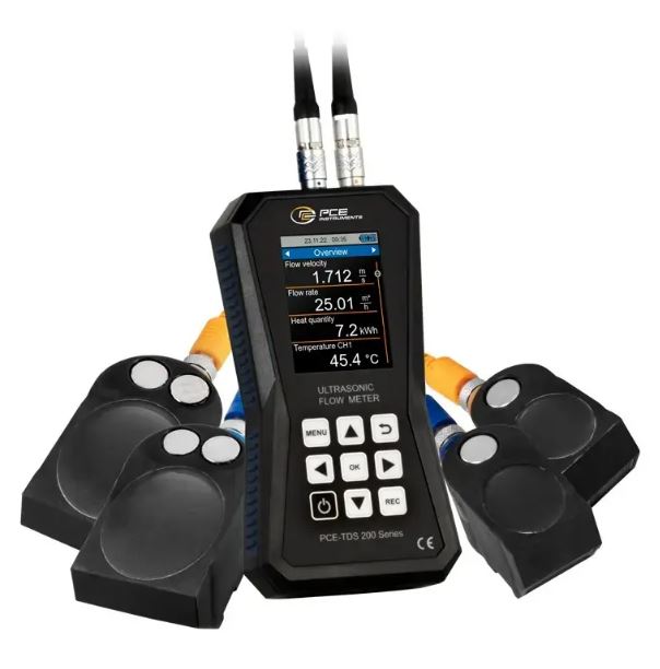 Débitmètre à ultrasons portatif PCE-TDS 200 S - capteurs pour tuyaux DN 15 à 100 - PCE Instruments_0