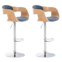 Décoshop26 - Lot de 2 tabourets de bar design scandinave en tissu bleu et structure en bois clair 10_0004254 - bleu 3000252009353_0