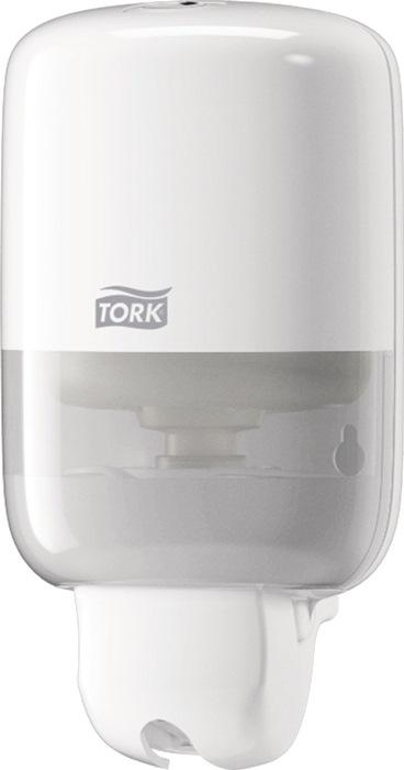 Distributeur de savon Tork 561000 - 475 ml - plastique antichoc blanc - H211 x L112 x P114 mm_0