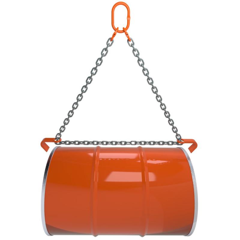 Élingue chaîne pour levage des fûts en acier - 2 brins - Ø6mm - Longueur 1,8m - Charge 1000kg - Normes EN 1677-1 et EN 818-4_0