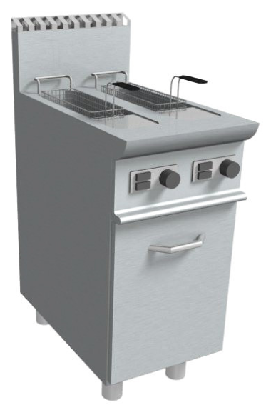 Friteuse à gaz 2 cuves sur coffre - 8L, 13L ou 17L - Acier inoxydable AISI 304 - Fabrication italienne_0