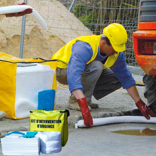 Kits antipollution - sac d'intervention 70 litres hydrocarbures avec accessoires et capacité d'absorption 70L_0