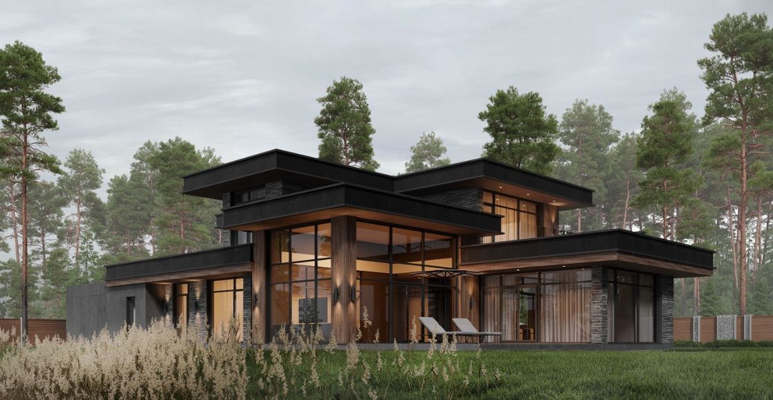 Maison moderne paramétrique en béton et acier à deux étages - 310 m² - ISK310_0