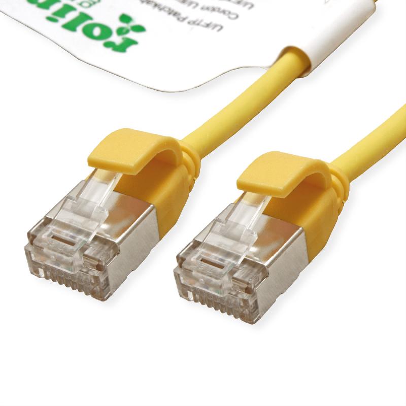 ROLINE GREEN Cordon DataCenter U/FTP Cat.6A (Classe EA), LSOH, slim, jaune, 0,5 m_0
