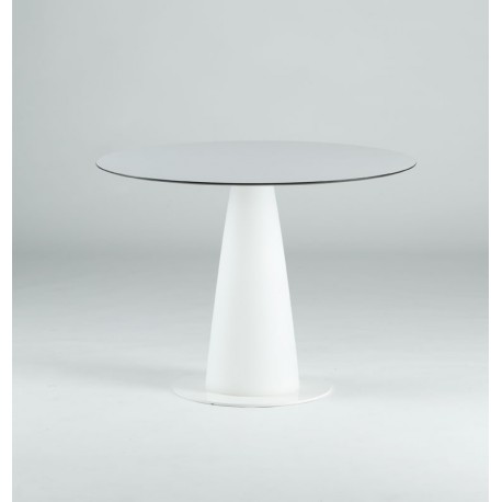 Table de restaurant - hopla laqué - table ronde pied conique - slide design_0