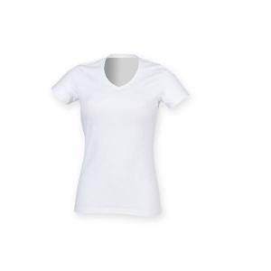 Tee-shirt stretch col v femme (blanc) référence: ix188077_0