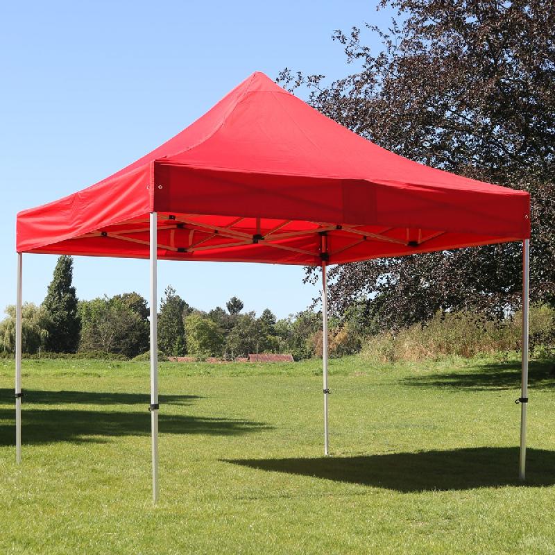 Tente pliante 3x3m rouge - Aluminium anodisé 40mm - Toit PVC 300g/m² traité anti-UV - Usage professionnel_0