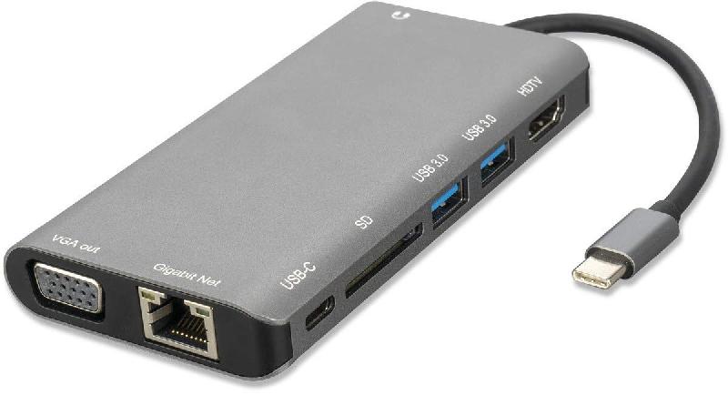 4SMARTS 8-en-1 Hub USB Type-C - Ethernet, HDMI, 3x USB 3.0, lecteur de cartes, Power Delivery_0