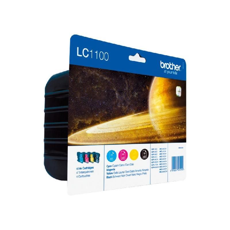 BROTHER CARTOUCHE D'ENCRE LC1100H (LC-1100HYVALBPDR) - LOT MULTIPLE - COULEUR: NOIR, CYAN, MAGENTA, JAUNE (LOT DE 4 CARTOUCHES)