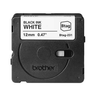 BTAG-231 - Ruban adhésif Brother  noir sur blanc, 12 mm de large, non laminé_0