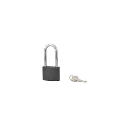 Cadenas ACERA gris à clé, base 60 mm, anse 1/2 haute 79 mm, anse acier cémenté, 3 clés - 3150269881654_0
