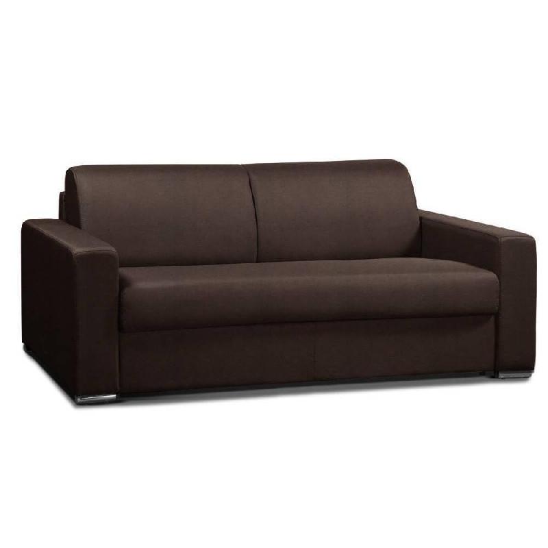 CANAPÉ CONVERTIBLE 3- ALLURE MATELAS MÉMORY  20CM  LATTES 160CM MICROFIBRE MARRON_0