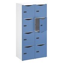 Casier de bureau Lockers 8 cases - Corps blanc, portes bleu argile - H 170,9 cm_0