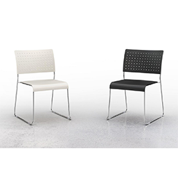 Chaise empilable ASCETE - assise et dossier en polypropylène - structure en fil d'acier chromé_0