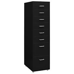 Décoshop26 - Caissons à tiroirs meuble de bureau sur roulettes 8 tiroirs 28 x 41 x 109 cm en métal noir DEC024578 - noir 3000254781837_0