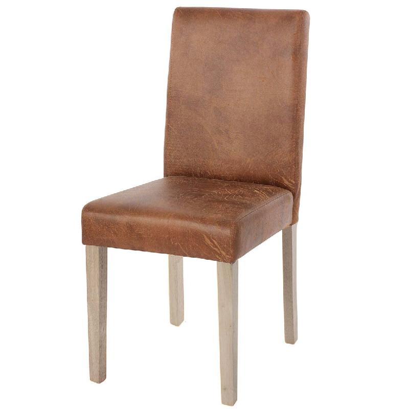 Décoshop26 - Chaise de salle à manger cuisine imitation daim marron vieilli style vintage pieds en bois clair 04_0002327 - 3000273732698_0