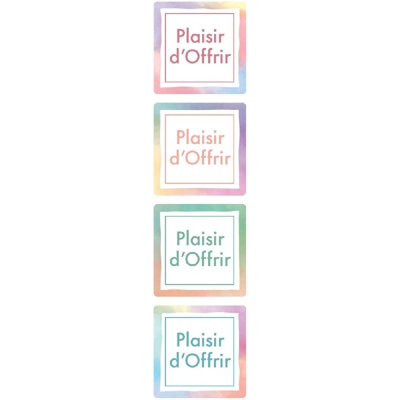 Etiquette cadeau Plaisir d'offrir Arc en ciel 35x35mm coloris assortis - par 500_0