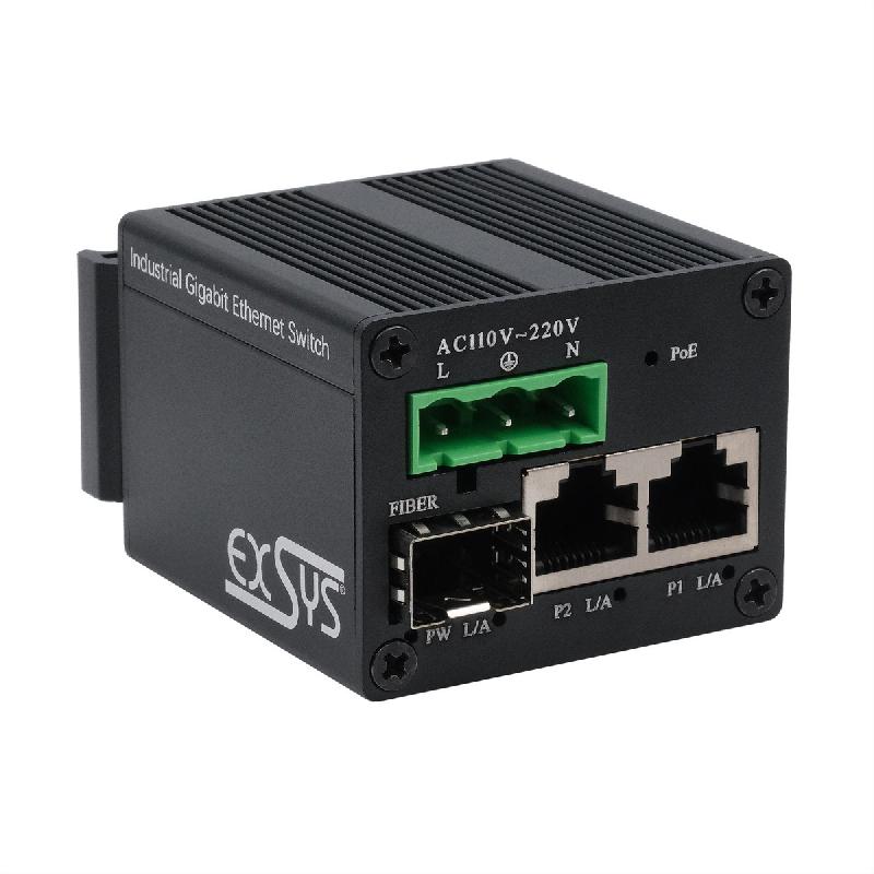 EXSYS EX-62010PoE-SFP Switch industriel Micro 2+1 ports PoE+ Gigabit_0