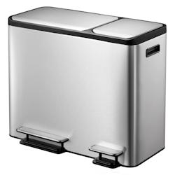 Helloshop26 - Poubelle à pédale EcoCasa 30+15 L Argenté mat Argent 02_0043873 - 3000213626957_0