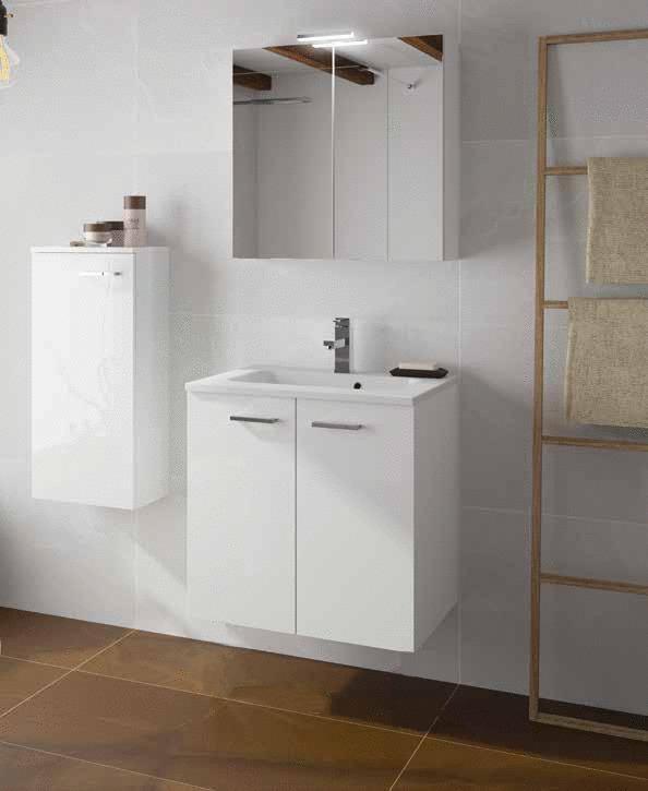 Meuble sous vasque angelo l60 blanc brillant 2 portes - NEOVA - a2344186 - 757314_0