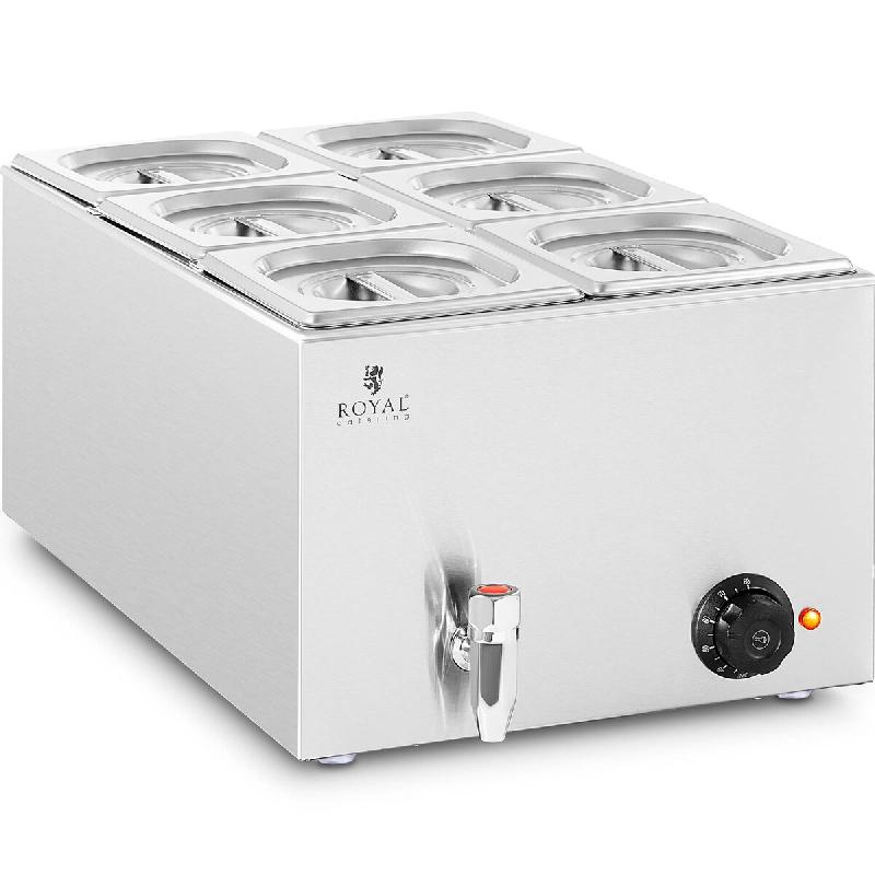 Royal Catering - Royal Catering Bain-Marie Professionnel 15 l 600 W 6 x GN 1/6 avec Couvercles Robinet De Vidange Chauffe-Plat Électrique - 406285909_0