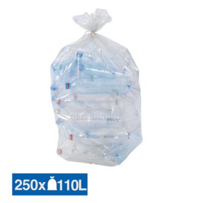 Sacs poubelle déchets courants Flexigreen transparents 110 L, lot de 250_0