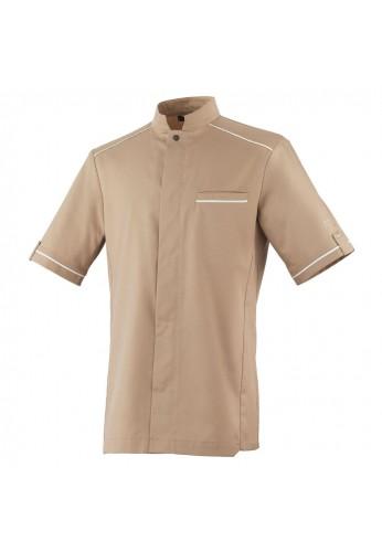 Veste boulanger Robur - col officier - manches courtes - liserés contrastés - référence robur-carameli_0