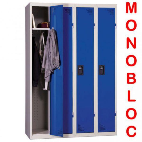 Vestiaire industrie propre monobloc 4 cases Gris - structure en tôle d'acier - fermeture sécurisée - marque Rolléco_0