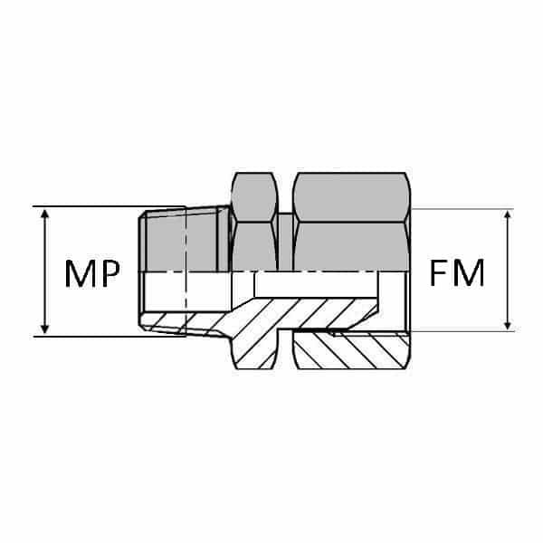 Adaptateur droit mâle NPT x femelle tournant DIN - Cône 60° - 3/8' , 17.05 , 18X150_0