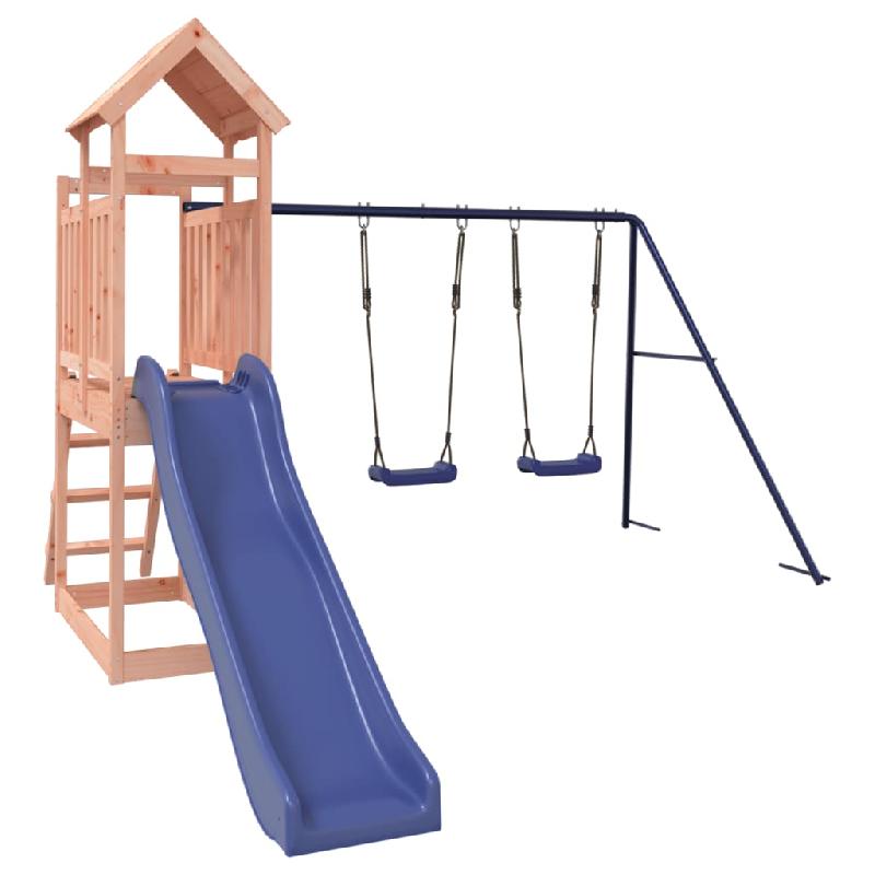 AIRE DE JEUX D\'EXTÉRIEUR BALANÇOIRES TOBOGGAN PORTIQUES ROBUSTE JEUX JARDIN 313 X 379 X 214 CM BOIS MASSIF DE DOUGLAS 02_0004979_0