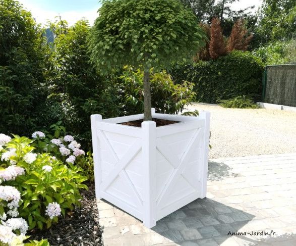 Bac en bois blanc orangerie - 325 L - Anima Jardin - Dimensions 70x70x70 cm_0